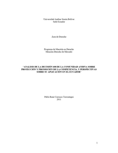 Análisis de la Decisión 608 de la Comunidad Andina