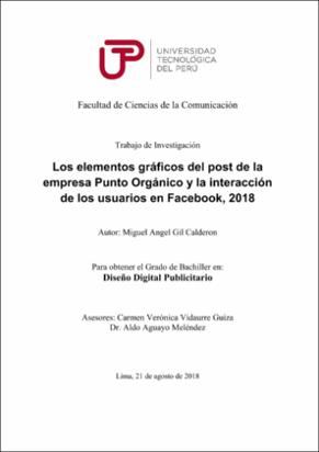 Los elementos gráficos del post de la empresa Punto Orgánico y la interacción de los usuarios en Facebook, 2018