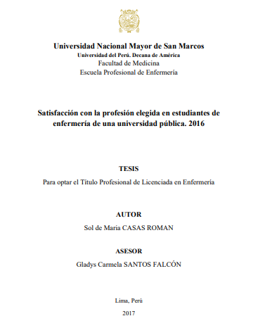 Satisfacción con la profesión elegida en estudiantes de enfermería de una universidad pública