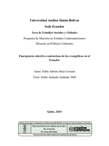 Emergencia colectiva contenciosa de los evangélicos en el Ecuador