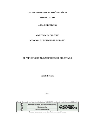 El principio de inmunidad fiscal del Estado