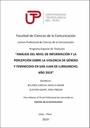 Análisis del nivel de información y la percepción sobre la violencia de genero y feminicidio en San Juan de Lurigancho