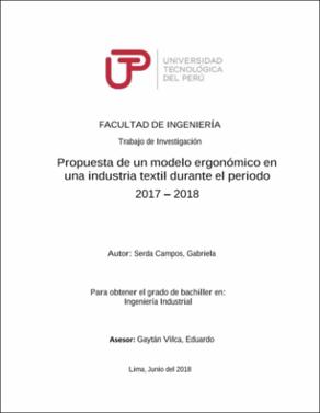 Propuesta de un modelo ergonómico en una industria textil durante el periodo 2017 - 2018