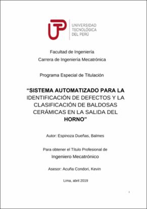 Sistema automatizado para la identificación de defectos y la clasificación de baldosas cerámicas en la salida del horno