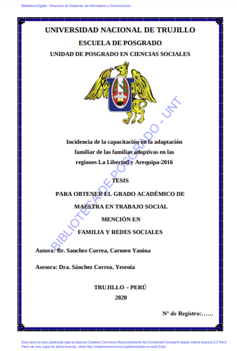 Incidencia de la capacitación en la adaptación familiar de las familias adoptivas en las regiones La Libertad y Arequipa-2016