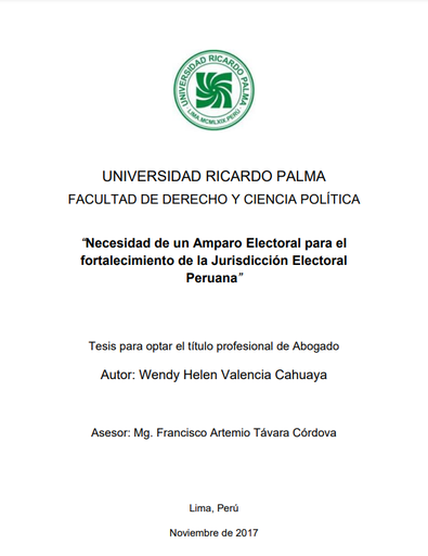 Necesidad de un Amparo Electoral para el fortalecimiento de la Jurisdicción Electoral Peruana