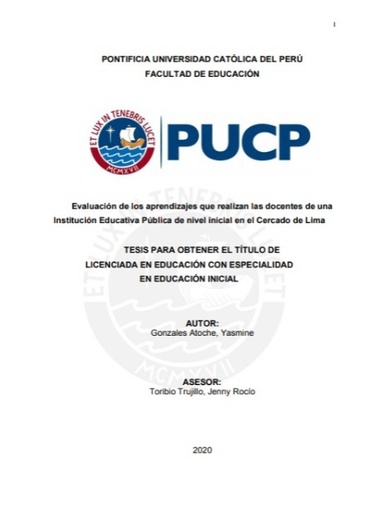 Evaluación de los aprendizajes que realizan las docentes de una Institución Educativa Pública de nivel inicial