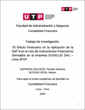 El efecto financiero en la aplicación de la NIIF 9 en el uso de instrumentos financieros derivados en SUSALUD SAC