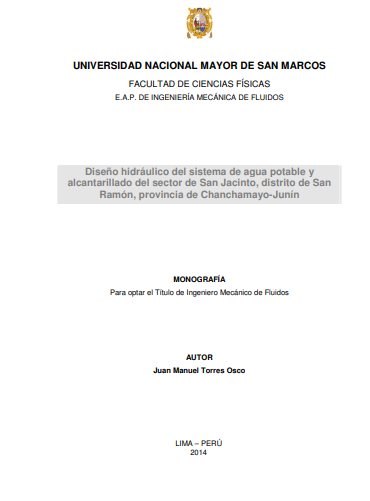 Diseño hidráulico del sistema de agua potable y alcantarillado del sector de San Jacinto