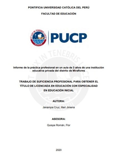 Informe de la práctica profesional en un aula de 3 años de una institución educativa privada del distrito de Miraflores