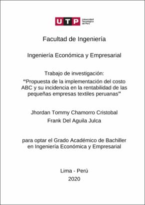 Propuesta de la implementación del costo ABC y su incidencia en la rentabilidad de las pequeñas empresas textiles peruanas