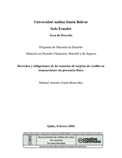 Derechos y obligaciones de los usuarios de tarjetas de crédito en transacciones sin presencia física