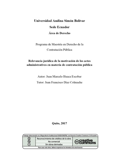 Relevancia jurídica de la motivación de los actos administrativos en materia de contratación pública