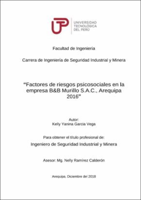 Factores de riesgos psicosociales en la empresa B&amp;B Murillo S. A. C., Arequipa 2016