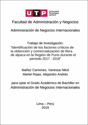 Identificación de los factores críticos de la obtención y comercialización de fibra de alpaca en la Región de Puno