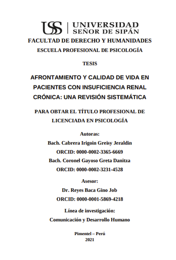 Afrontamiento y calidad de vida en pacientes con insuficiencia renal crónica: una revisión sistemática