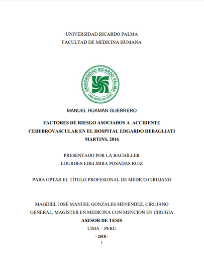 Factores de riesgo asociados a accidente cerebrovascular en el Hospital Edgardo Rebagliati Martins