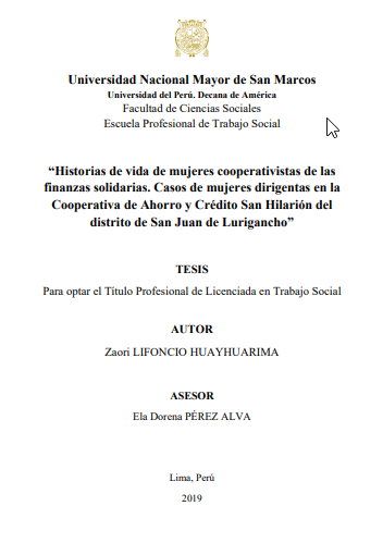 Historias de vida de mujeres cooperativistas de las finanzas solidarias