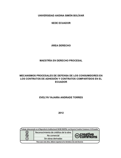 Mecanismos procesales de defensa de los consumidores en los contratos de adhesión y contratos compartidos en el Ecuador