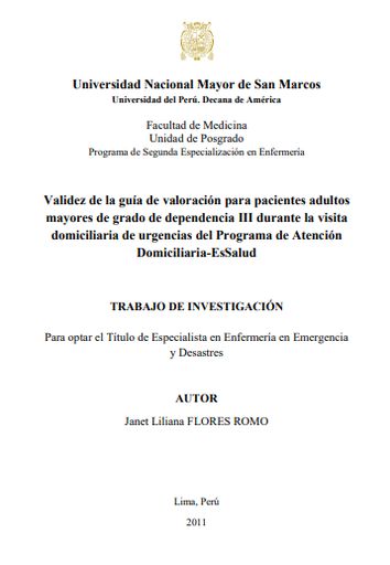 Validez de la guía de valoración para pacientes adultos mayores de grado de dependencia III