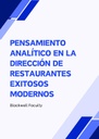 PENSAMIENTO ANALÍTICO EN LA DIRECCIÓN DE RESTAURANTES EXITOSOS MODERNOS