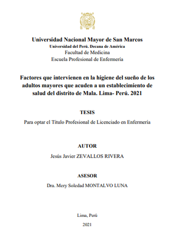 Factores que intervienen en la higiene del sueño de los adultos mayores