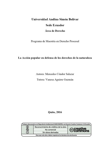 La acción popular en defensa de los derechos de la naturaleza