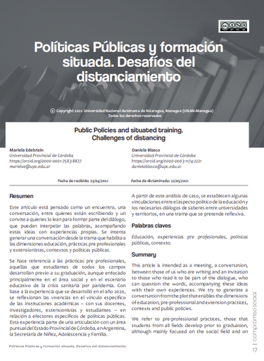 Políticas Públicas y formación situada. Desafíos del distanciamiento