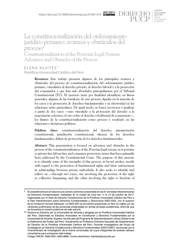 La constitucionalización del ordenamiento jurídico peruano: avances y obstáculos del proceso