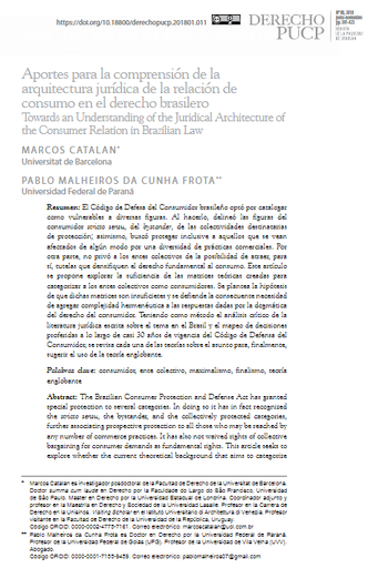 Aportes para la comprensión de la arquitectura jurídica de la relación de consumo en el derecho brasilero