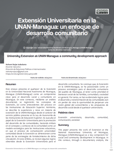 Extensión Universitaria en la UNAN-Managua: un enfoque de desarrollo comunitario