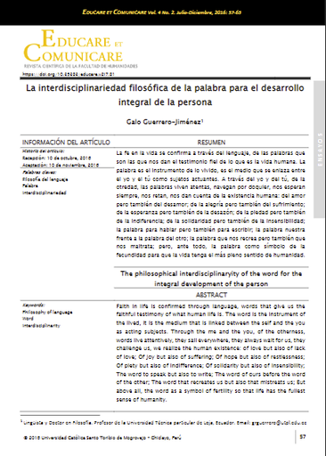 La interdisciplinariedad filosófica de la palabra para el desarrollo integral de la persona