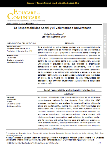 La Responsabilidad Social y el Voluntariado Universitario