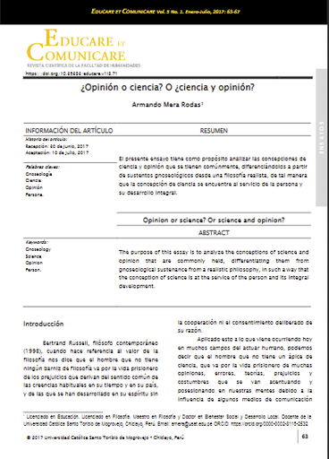 ¿Opinión o ciencia? O ¿ciencia y opinión?