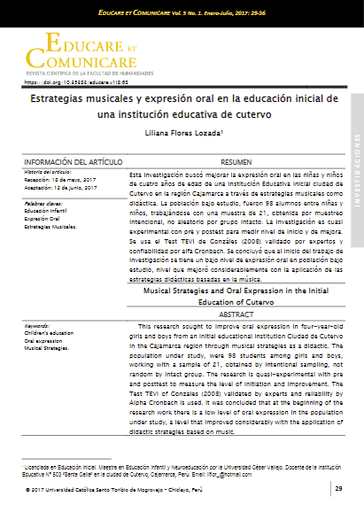 Estrategias musicales y expresión oral en la educación inicial de una institución educativa de cutervo