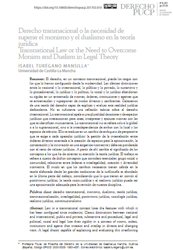 Derecho transnacional o la necesidad de superar el monismo y el dualismo en la teoría jurídica