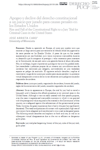 Apogeo y declive del derecho constitucional a un juicio por jurado para causas penales en los Estados Unidos