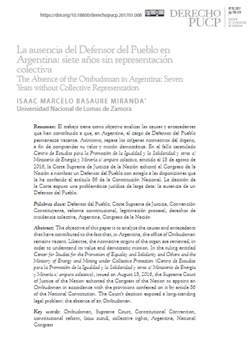 La ausencia del Defensor del Pueblo en Argentina