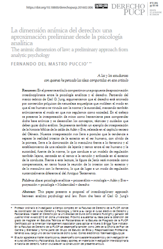 La dimensión anímica del derecho: una aproximación preliminar desde la psicología analítica