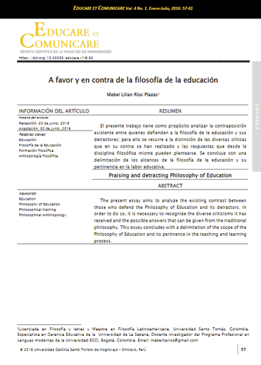 A favor y en contra de la filosofía de la educación