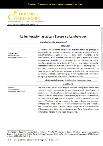 La inmigración asiática y europea a Lambayeque