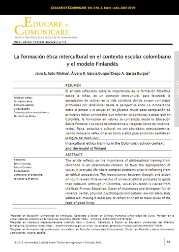 La formación ética intercultural en el contexto escolar colombiano y el modelo finlandés