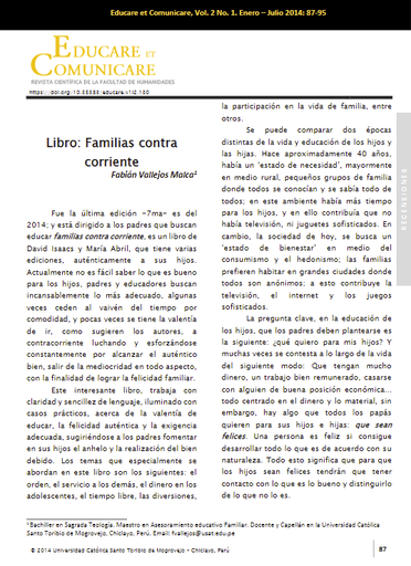 Libro: Familias contra corriente