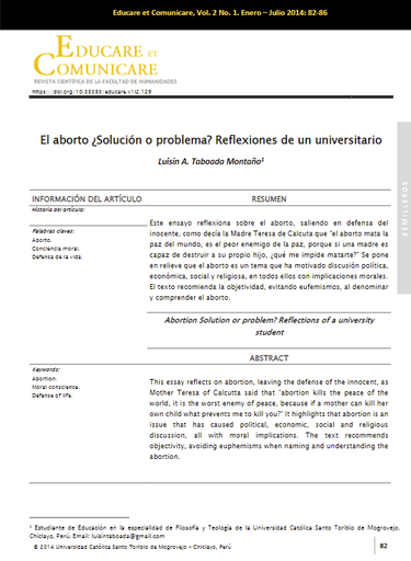 El aborto ¿Solución o problema? Reflexiones de un universitario