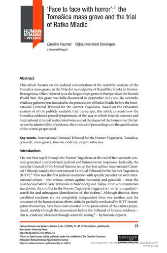 'Face to face with horror' The Tomasica mass grave and the trial of Ratko Mladic