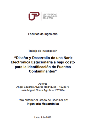 Diseño y desarrollo de una nariz electrónica estacionaria a bajo costo para la identificación de fuentes contaminantes