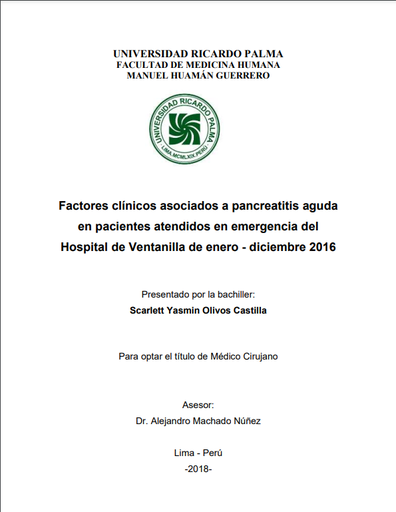 Factores clínicos asociados a pancreatitis aguda en pacientes atendidos en emergencia del Hospital de Ventanilla de enero