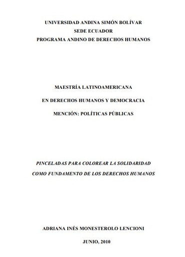 Pinceladas para colorear la solidaridad como fundamento de los derechos humanos