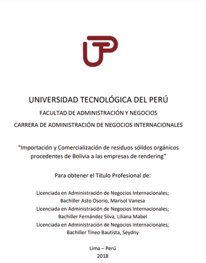 Importación y comercialización de residuos sólidos orgánicos procedentes de Bolivia a las empresas de rendering