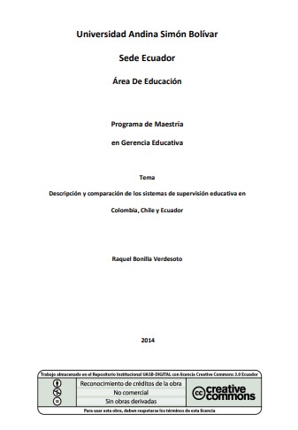 Descripción y comparación de los sistemas de supervisión educativa en Colombia, Chile y Ecuador